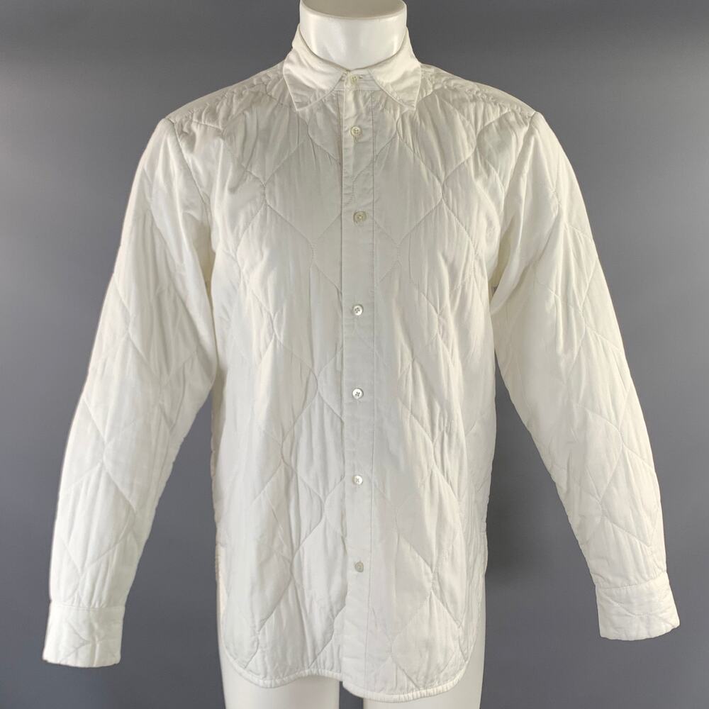 DRIES VAN NOTEN Size XS White Quilted Cotton Blend Long Sleeve Shirt